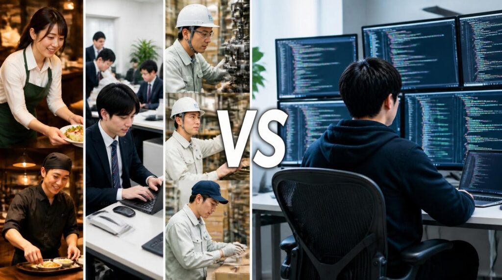 就労移行支援の一般型とIT特化型の違いを比較するイメージ