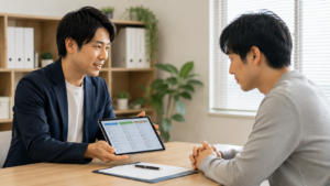 複数の転職エージェントを比較しながら相談する様子
