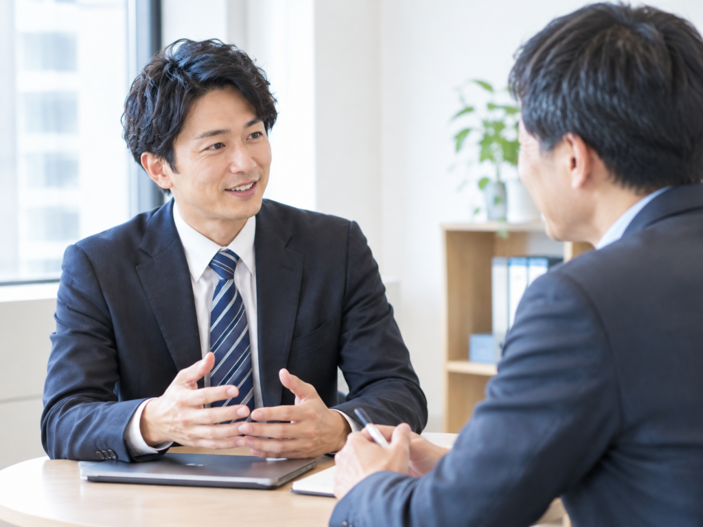 上司と打ち合わせをするビジネスパーソン